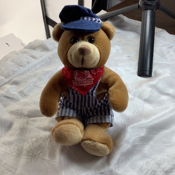 Creature Comforts Plush Toys Other - Creature Comforts Tweetsie Railroad Conductor Teddy Bear Plush Brown Striped Hat